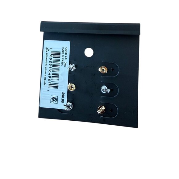 COACH Set of 3 Gold Silver Stud Earring Set NEW NWT - Picture 2 of 4